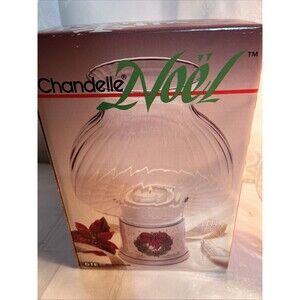 Chandelle Noel Holiday Candle Lamp Ceramic Base & Swirl Glass Shade #20620